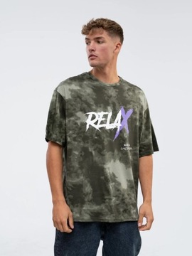 KOSZULKA MĘSKA T-SHIRT Z KRÓTKIM RĘKAWEM Oliwkowa MyStars Relax Tie Dye M