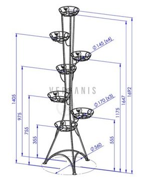 БОЛЬШАЯ ПОДСТАВКА ДЛЯ ЦВЕТОВ, КОЛОННА 7, МЕТАЛЛ VERSANIS 131