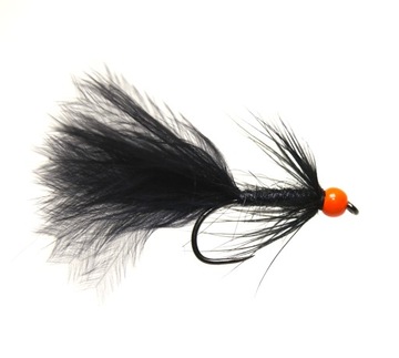 Puchowiec czarny na tęczaka. Black Leech. TROUT AREA. Streamer na pstrągi