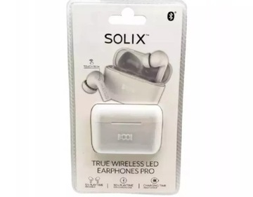 SŁUCHAWKI BLUETOOTH SOLIX TRUE WIRELESS LED EARPHONES PRO BIAŁE