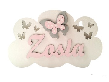 Большое облако на стене с именем детского угла ребенка персонализирован
