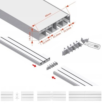 Szyna sufitowa podwójny PCV z maskownicą karnisz sufitowy z osłoną 720