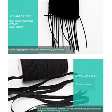 Elastyczny sznurek do ubrania Sukienka 6mm Czarny