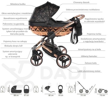 nowoczesny wózek JUNAMA HEART 2w1 khaki 03