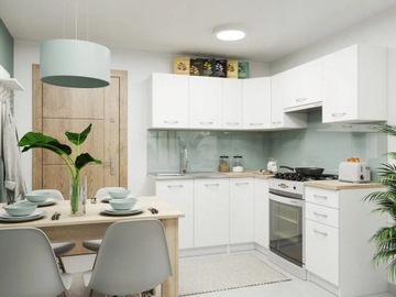 Nicea Corner Белый кухонный гарнитур + СТОЛЕШНИЦА