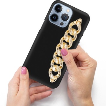 Etui Matowe Blink Do IPHONE 13 PRO Złoty Łańcuszek