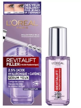 L'OREAL SERUM POD OCZY Z 1,5% KWASEM HIALURONOWYM I 1% KOFEINĄ 20ML
