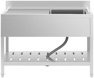 Мойка для кухни одночаша с полкой и бортиком, правая, 120 х 60 х 9