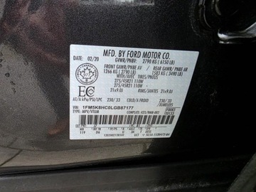 Ford Explorer VI 2020 FORD EXPLORER Platinum * V6 3.0l EcoBoost 365KM*100% Bezwypadkowy*Mienie, zdjęcie 39