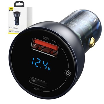 BASEUS ŁADOWARKA SAMOCHODOWA LED 2x USB QUICK CHARGE POWER DELIVERY PD 65W