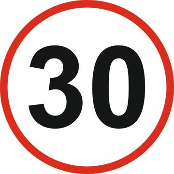 OGRANICZENIE PRĘDKOŚCI Naklejka 30 km/h znak 12 cm