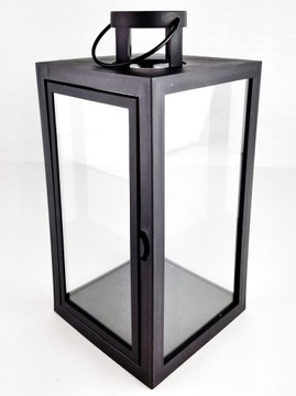 Большой декоративный фонарь с дверцей для светодиодной свечи 32 см, черный