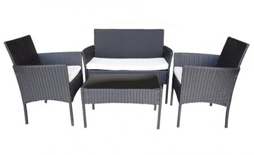 Komplet Mebli z Technorattanu Sofa Fotele Stolik