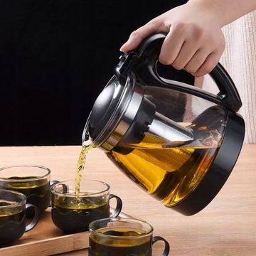 БОЛЬШОЙ СТЕКЛЯННЫЙ КУВШИН С ЧАЙНОЙ ВСТАВКОЙ 2,2 Л