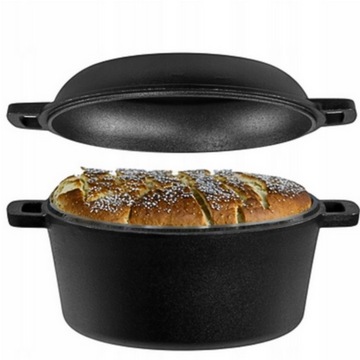 GARNEK ŻELIWNY DUŻY CIĘŻKI 26 CM Z POKRYWKĄ TOPFANN 4,5 L GARNEK NA CHLEB