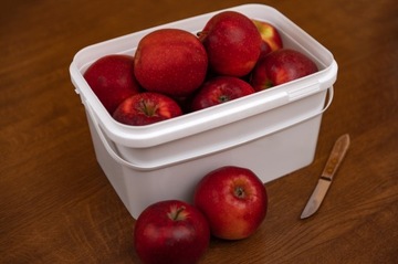 Белое прямоугольное ведро 10л с крышкой для еды.