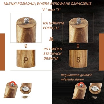 2 × ручная деревянная соль и перец, набор с ложкой