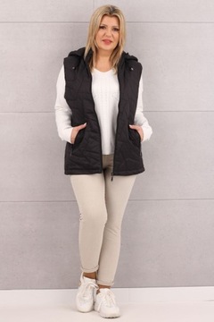 ДЛИННЫЙ СТЕГАНЫЙ ЖИЛЕТ С КАПЮШОНОМ ЖЕНСКИЙ МОДНЫЙ РУКАВ САМЫХ РАЗМЕРОВ