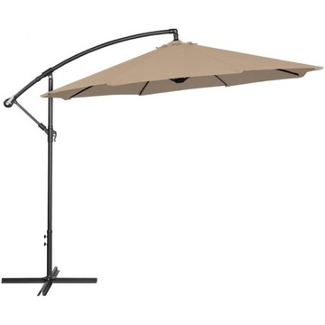 DUŻY PARASOL OGRODOWY SKŁADANY 300cm SZAROBRĄZOWY