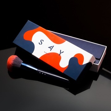 Duży Pędzel gruby do pudru sypkiego ROZŚWIETLACZA gęste włosie SAY MakeUp