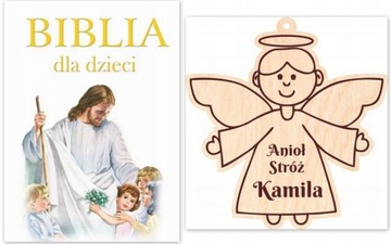 ANIOŁ STRÓŻ GRAWER SKLEJKA IMIĘ bIBLIA DLA DZIECI
