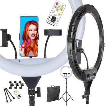 Светодиодная кольцевая лампа + штатив + пульт дистанционного управления + держатели