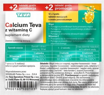 Calcium Teva, z witaminą C, 14 tabletek musujących