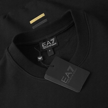 BLUZA EMPORIO ARMANI EA7 BEZ KAPTURA DUŻE HAFTOWANE LOGO CZARNA