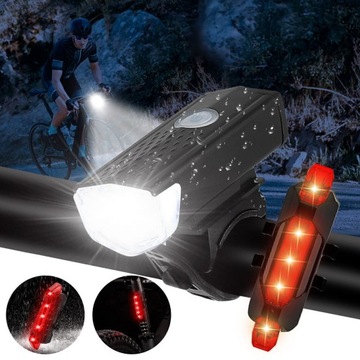 2x Lampka Rowerowa LED Przód Tył Akumulatorowa Zestaw Lampek do Roweru USB