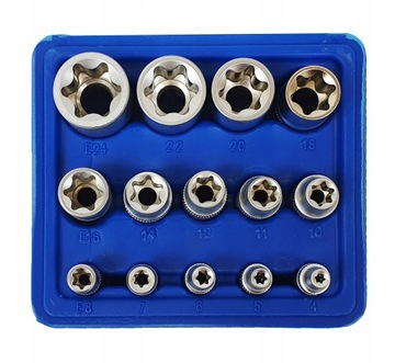 NASADKI TORX WEWNĘTRZNE E4 - E24 ZESTAW 14 SZT SILVERTOOLS