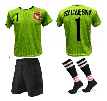 SZCZĘSNY STRÓJ BRAMKARSKI ROZMIAR 122 + GETRY