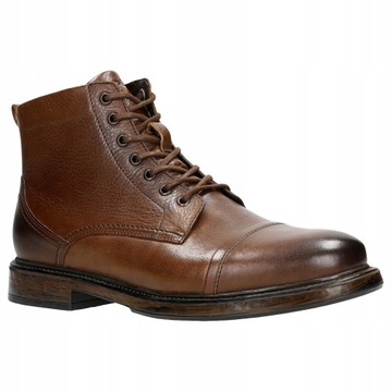BUTY MĘSKIE SKÓRZANE Trzewiki wysokie zamek klasyczne Wojas brązowe r. 42