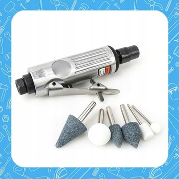 SZLIFIERKA PNEUMATYCZNA PROSTA 1/4 6MM Z AKCESORIAMI WALIZKA + ŚCIERNICE