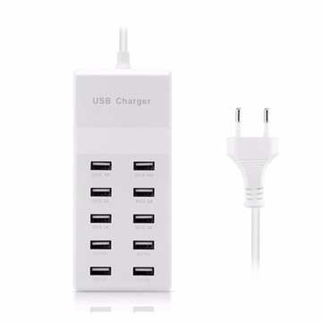 STACJA DOKUJĄCA ŁADOWARKA USB HUB 50W BIAŁY 10 PORTÓW 1M