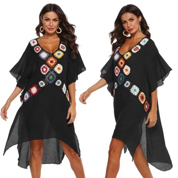 ZWIEWNA LETNIA SUKIENKA BOHO PLAŻOWA TUNIKA PAREO