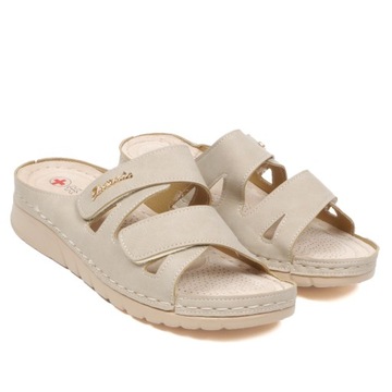 Женские шлепанцы Skotnicki, ЛЕГКИЕ, удобные, регулируемые бретели, вставка на липучке. КОЖА