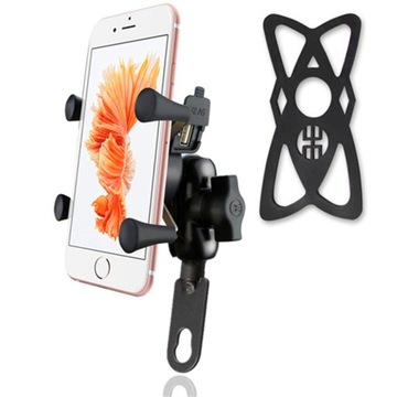 MOTOCYKLOWY UCHWYT X NA TELEFON LUSTERKO ON/OFF