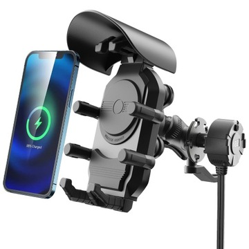 ŁADOWARKA INDUKCYJNA USB MOTOCYKLOWY UCHWYT NA TELEFON MOTOR TŁUMIK DRGAŃ