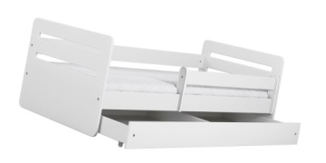 ŁÓŻKO JEDNOOSOBOWE DZIECIĘCE 80X160 BIAŁE MATERAC