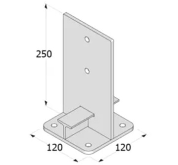 PUW120 ВИНТОВОЕ ОСНОВАНИЕ ДЛЯ ВСТРАИВАЕМОЙ СТОЙКИ СЕРЕБРЯНАЯ ГРУППА 120x250x8 мм