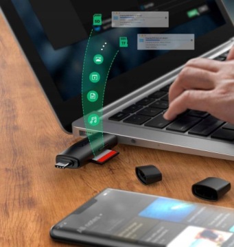 UGREEN ПОРТАТИВНЫЙ USB-ХАБ / USB-C СЧИТЫВАТЕЛЬ КАРТ ПАМЯТИ SD MICROSD 5 ГБ/С OTG