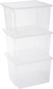 POJEMNIK PUDŁO PUDEŁKO PLASTIKOWE Z POKRYWĄ ORGANIZER 30l 3 SZTUKI