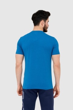 EA7 Niebieski męski t-shirt z dużym białym logo XL