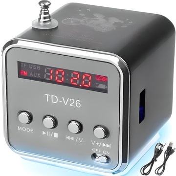 GŁOŚNIK BEZPRZEWODOWY PRZENOŚNY MINI RADIO FM LED