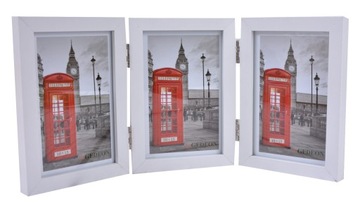 RAMKA NA TRZY ZDJĘCIA 10X15 CM BIAŁA STOJĄCA SPRING FE10/3