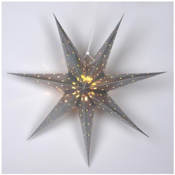 БУМАЖНАЯ ЗВЕЗДА РОЖДЕСТВЕНСКОЕ УКРАШЕНИЕ ОКНА, ПОДВЕСНОЕ, СВЕТЯЩЕЕ, СЕРЕБРО 60 СМ