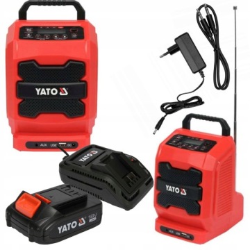 СТРОИТЕЛЬНАЯ РАДИО YATO С АККУМУЛЯТОРОМ И СЕТЬЮ +2 Ач