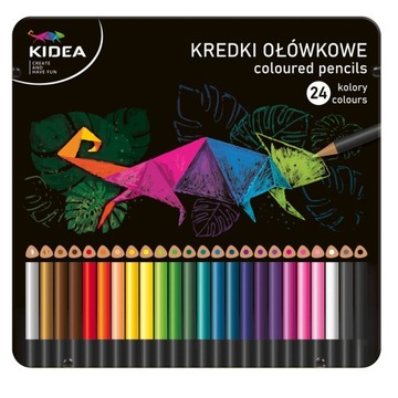 Kredki Ołówkowe Trójkątne 24 Kolory W Metalowym Pudełku Kidea