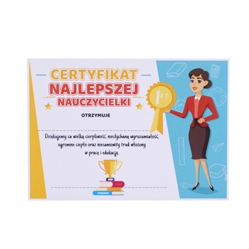 CERTYFIKAT NAJLEPSZEJ NAUCZYCIELKI - MEDAL - UPOMINEK OD UCZNIA - LearnHow