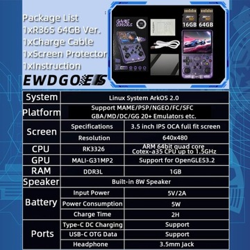 Портативная игровая консоль R36S с диагональю 3,5 дюйма (около 8,9 см) и предустановленной